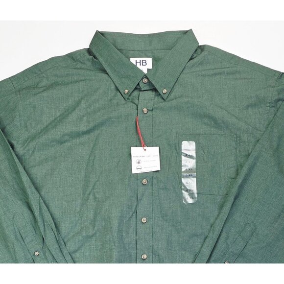 HB DXL Size 4XL Mens Green Wrinkle Resistant Button Down Long Sleeve Shirt NWT - Picture 5 of 11